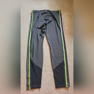 Fila sport women's XL dark gray multi color stripes on side, some sheer mesh